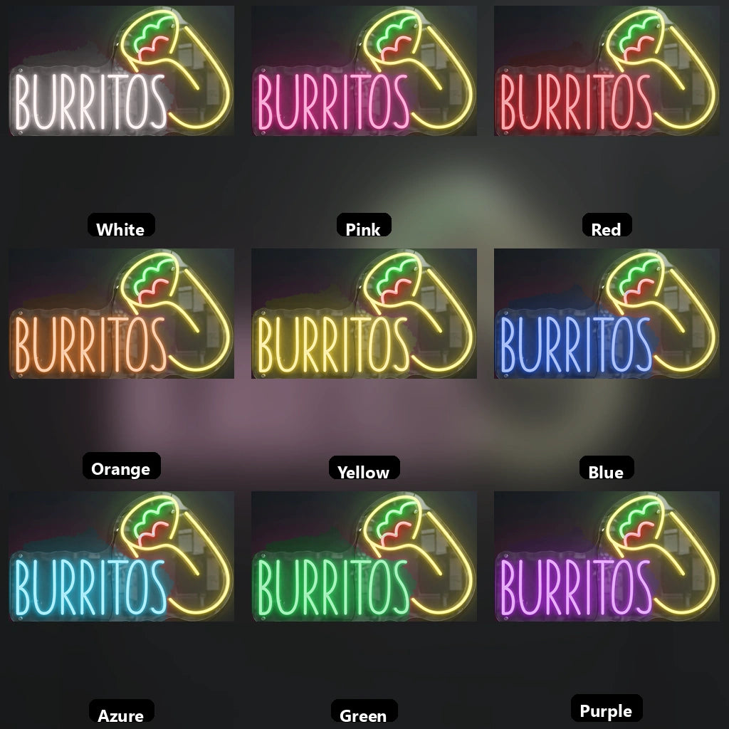 Burritos Wall Decor LED Neon Sign - 05 Color Grid