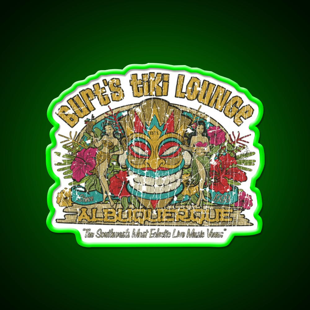 Burts Tiki Lounge Cocktail Bar Decor Led Neon Sign Rgb Color - Shineneon