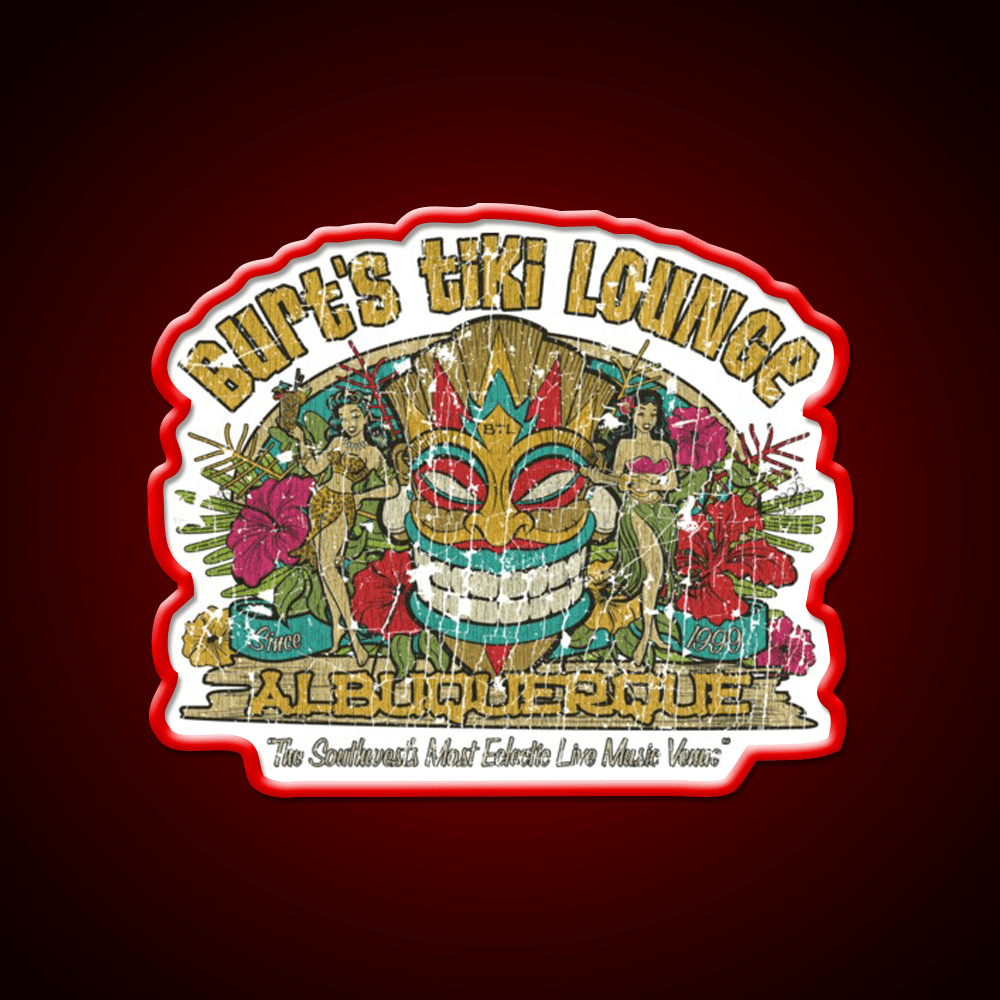 Burts Tiki Lounge Cocktail Bar Decor Led Neon Sign Rgb Color - Shineneon