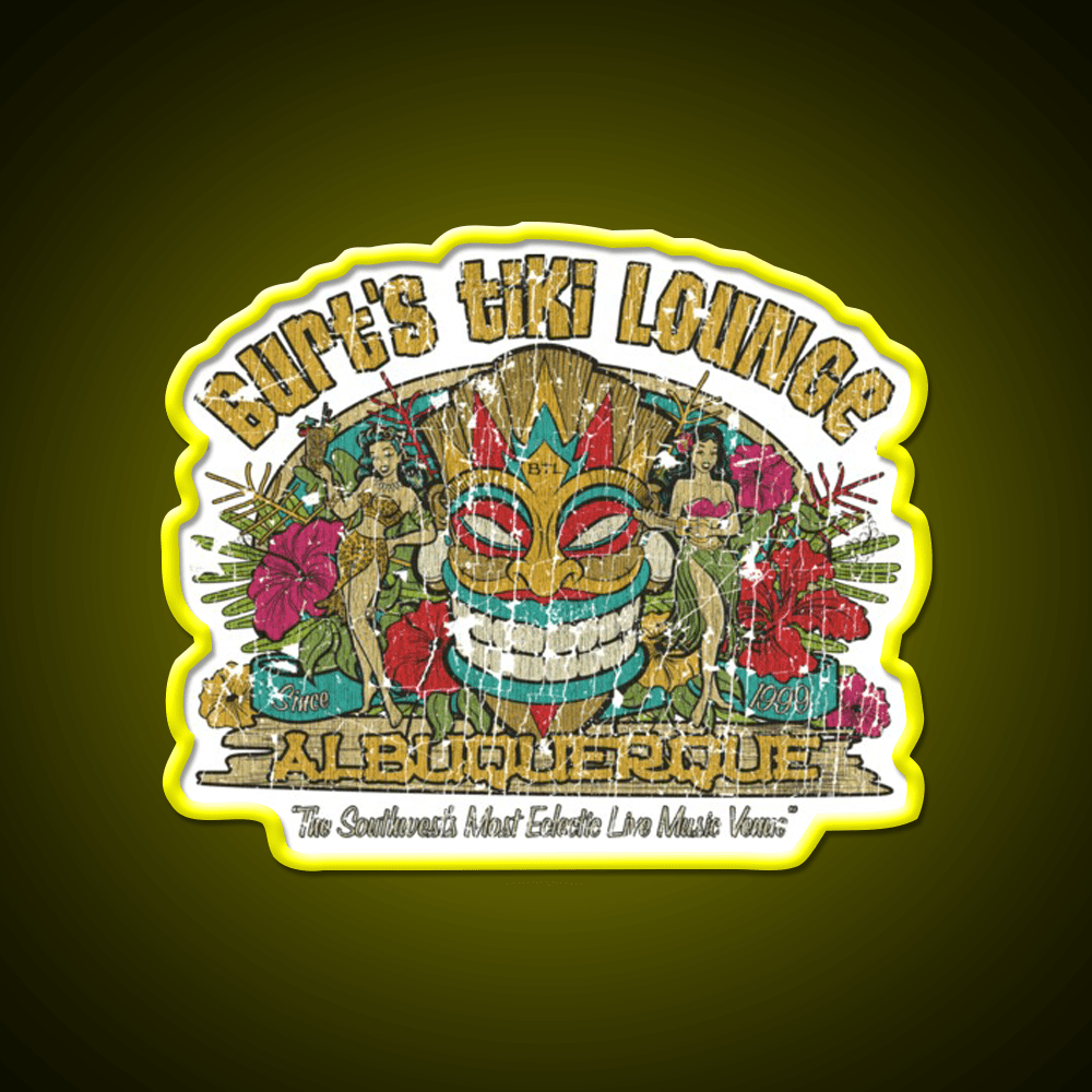 Burts Tiki Lounge Cocktail Bar Decor Led Neon Sign Rgb Color - Shineneon