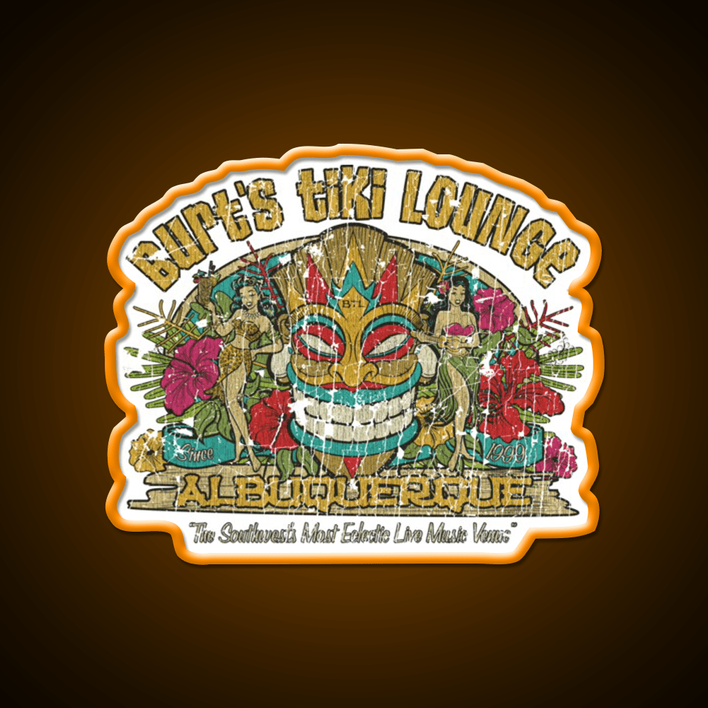 Burts Tiki Lounge Cocktail Bar Decor Led Neon Sign Rgb Color - Shineneon