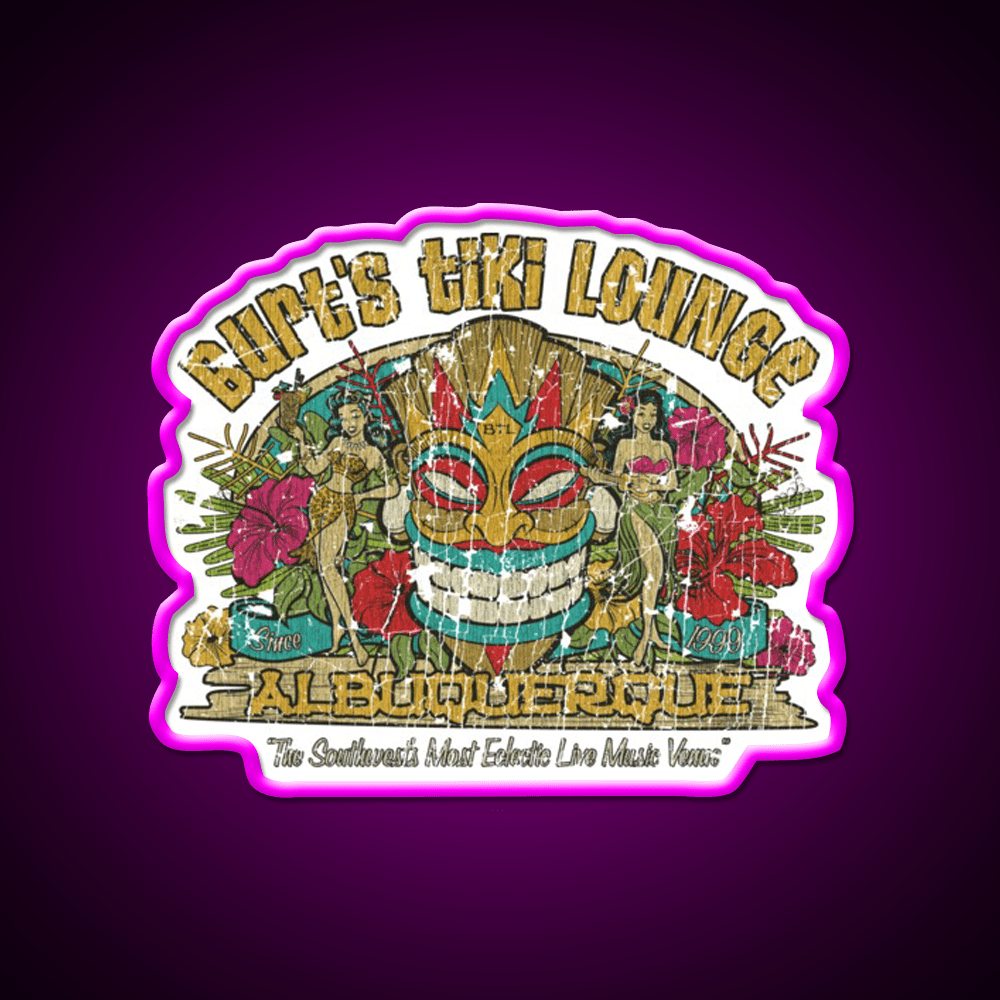 Burts Tiki Lounge Cocktail Bar Decor Led Neon Sign Rgb Color - Shineneon