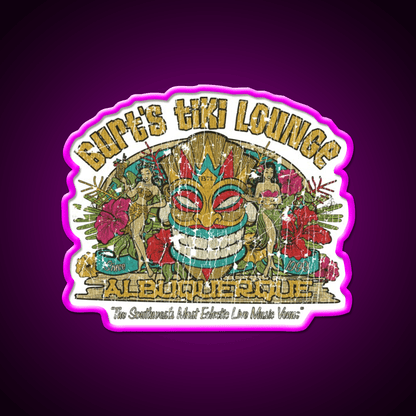 Burts Tiki Lounge Cocktail Bar Decor Led Neon Sign Rgb Color - Shineneon
