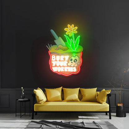 Bury Your Worries Skull Plant Neon Signs - Shineneon