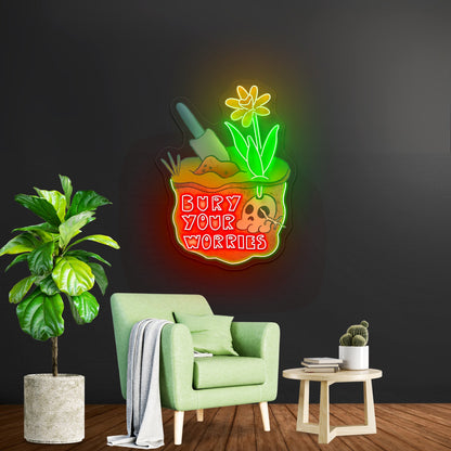 Bury Your Worries Skull Plant Neon Signs - Shineneon