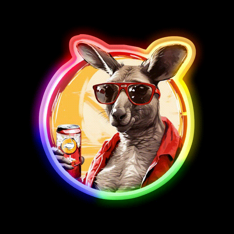 Bush Chook Chillin Aussie Kangaroo Mate Beer Bar Decor Led Neon Sign Rgb Color - LED neon sign close-up detail