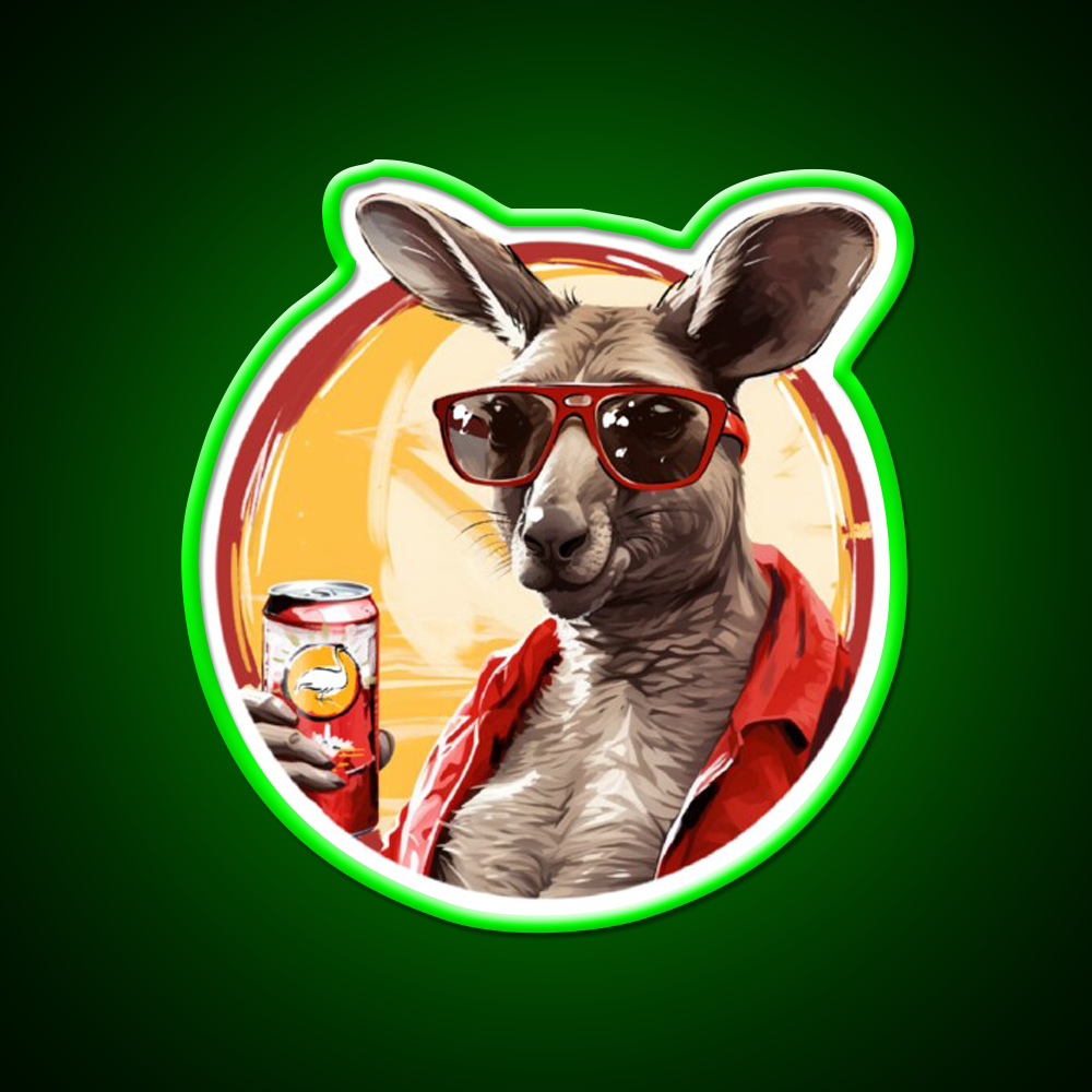 Bush Chook Chillin Aussie Kangaroo Mate Beer Bar Decor Led Neon Sign Rgb Color - LED neon sign view 8