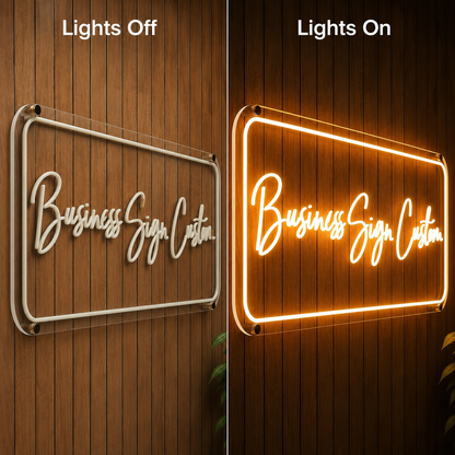 Business Sign Custom LED Neon Sign - 06 Day Night Comparison