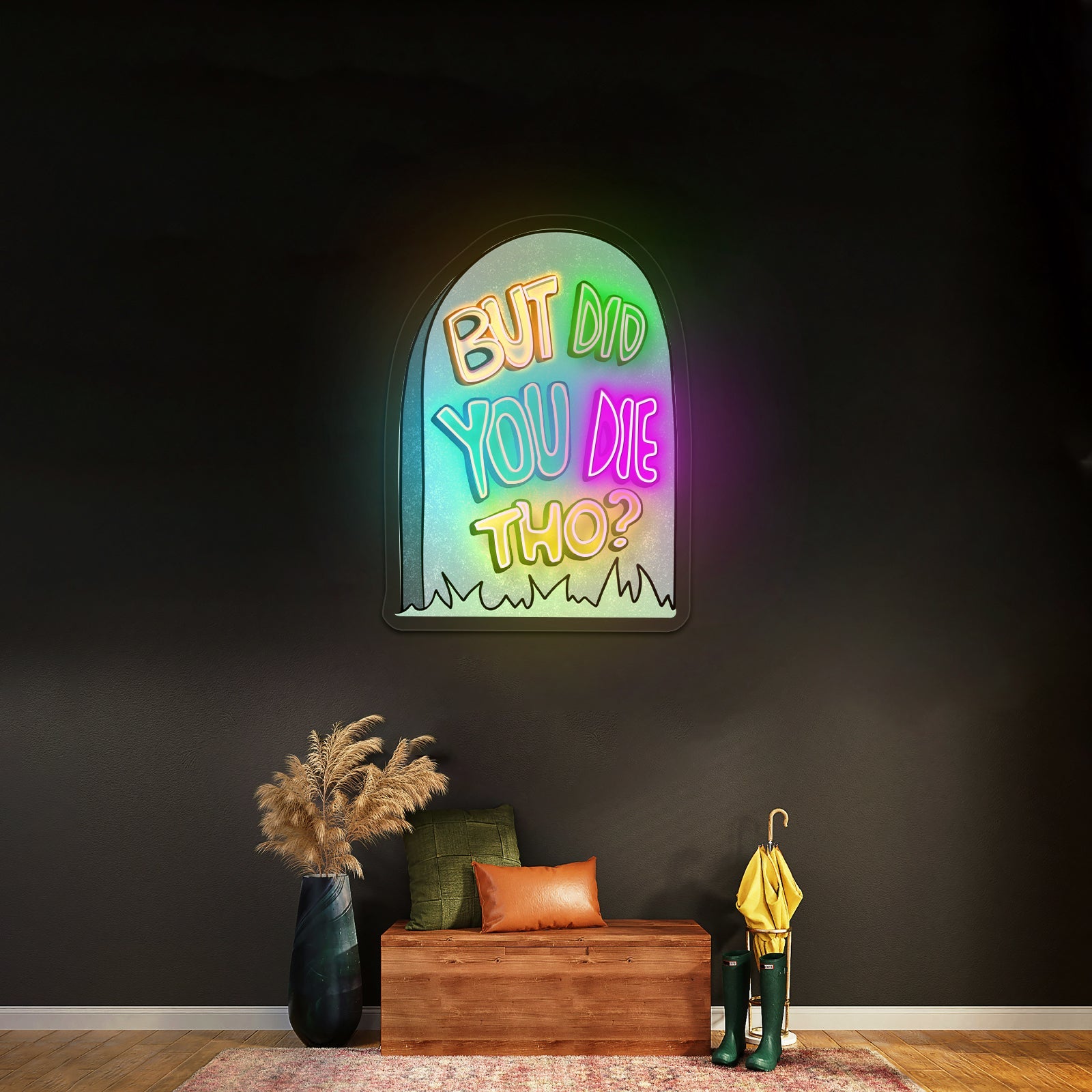 But Did You Die Tho Gravestone Sarcasm Neon Signs - Shineneon