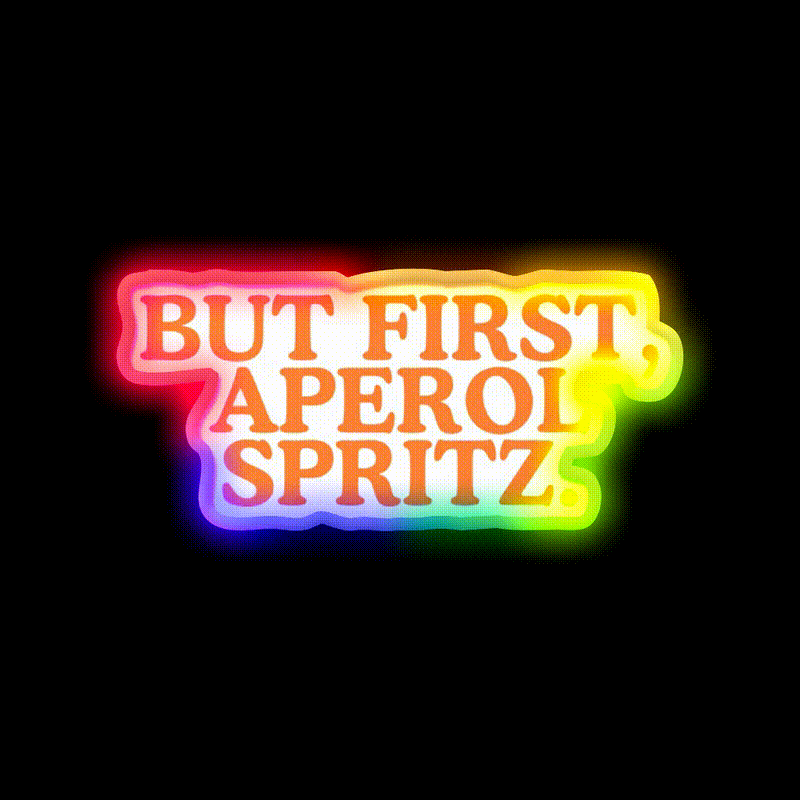 But First Aperol Spritz Cocktail Bar Decor Led Neon Sign Rgb Color - LED neon sign close-up detail