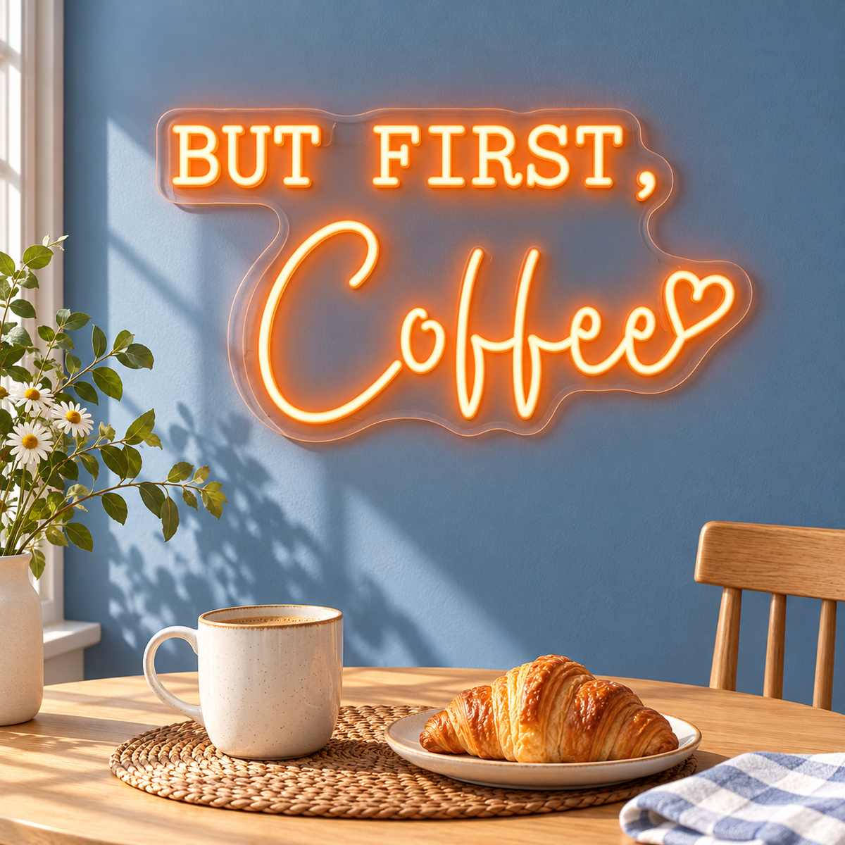 But First Coffee Heart LED Neon Sign