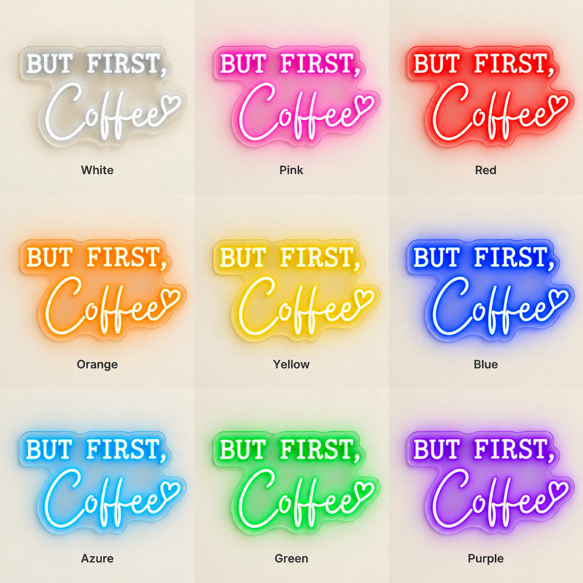 But First Coffee Heart LED Neon Sign