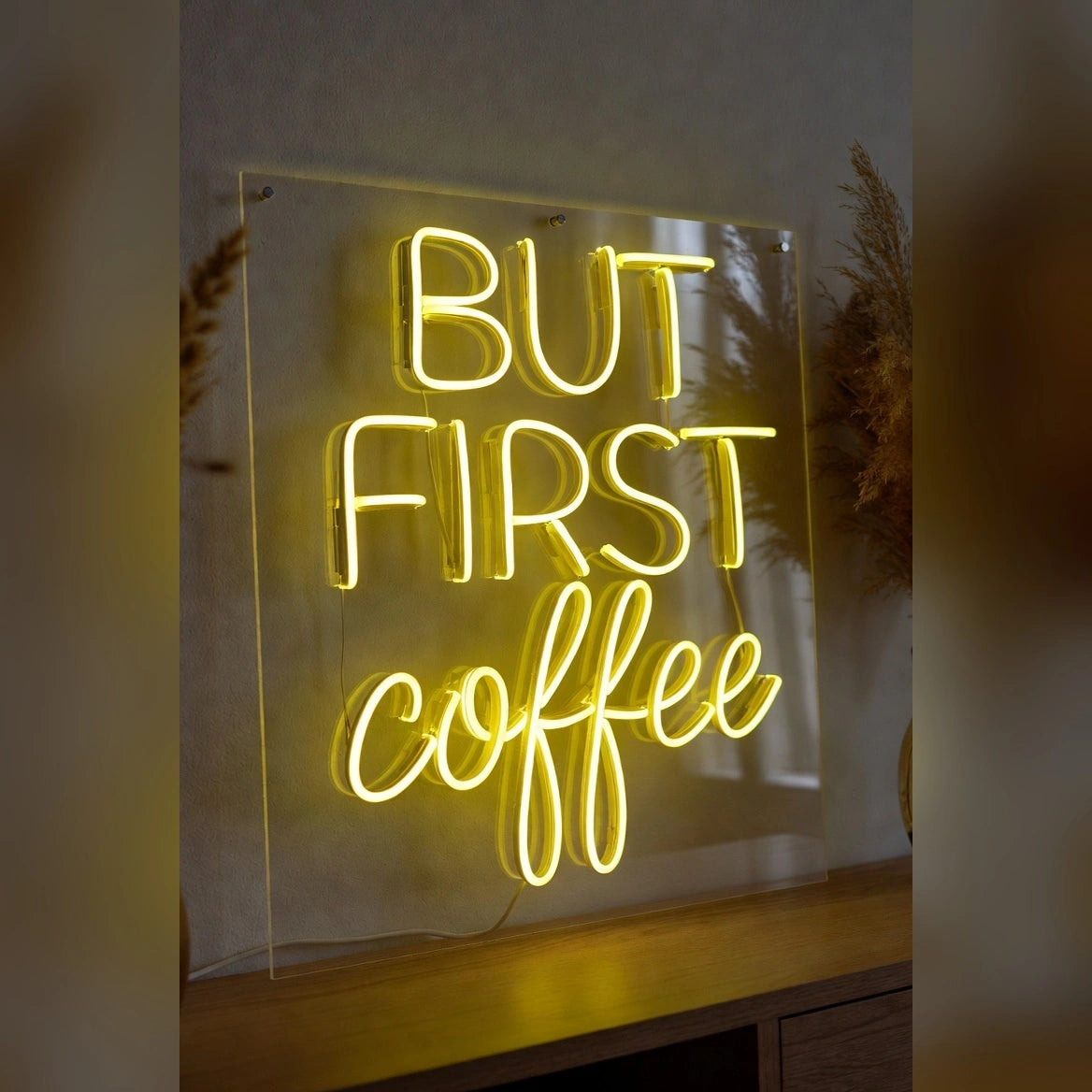 But First Coffee Interior Wall Decor LED Neon Sign - 03 Real Lifestyle Scene