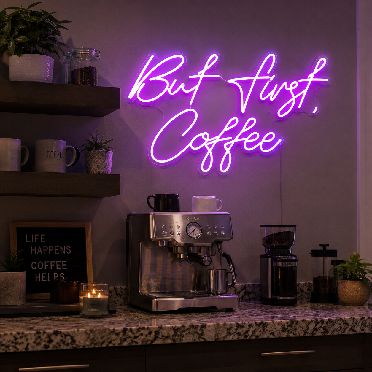 But First Coffee LED Neon Sign Home Decor - 03 Real Lifestyle Scene