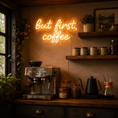 But First Coffee LED Neon Sign Living Room Decor - 03 Real Lifestyle Scene
