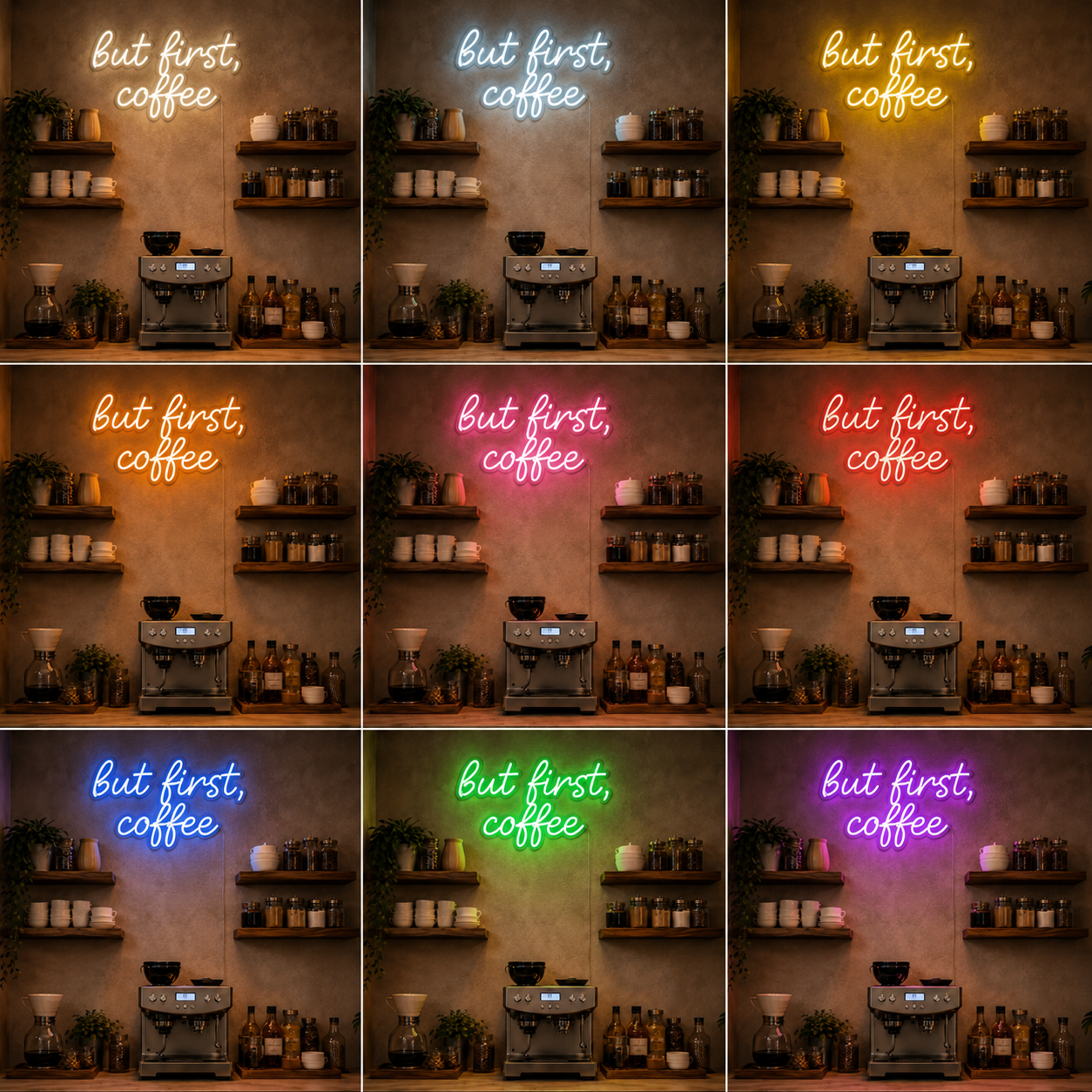 But First Coffee LED Neon Sign Living Room Decor - 05 Color Grid
