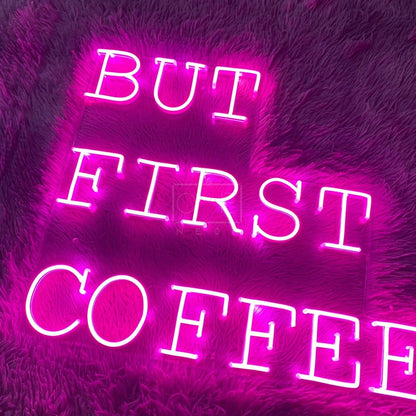 But First Coffee Led Neon Sign Pink And White Cafe Home Decor | Shineneon