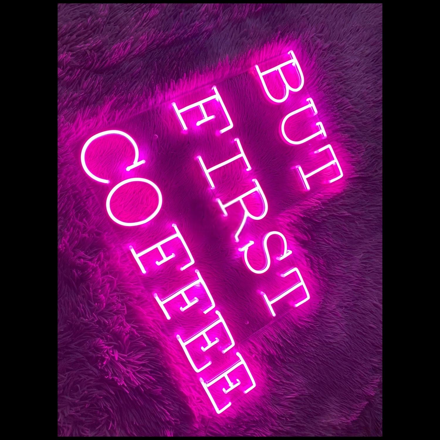 But First Coffee Led Neon Sign Pink And White Cafe Home Decor | Shineneon