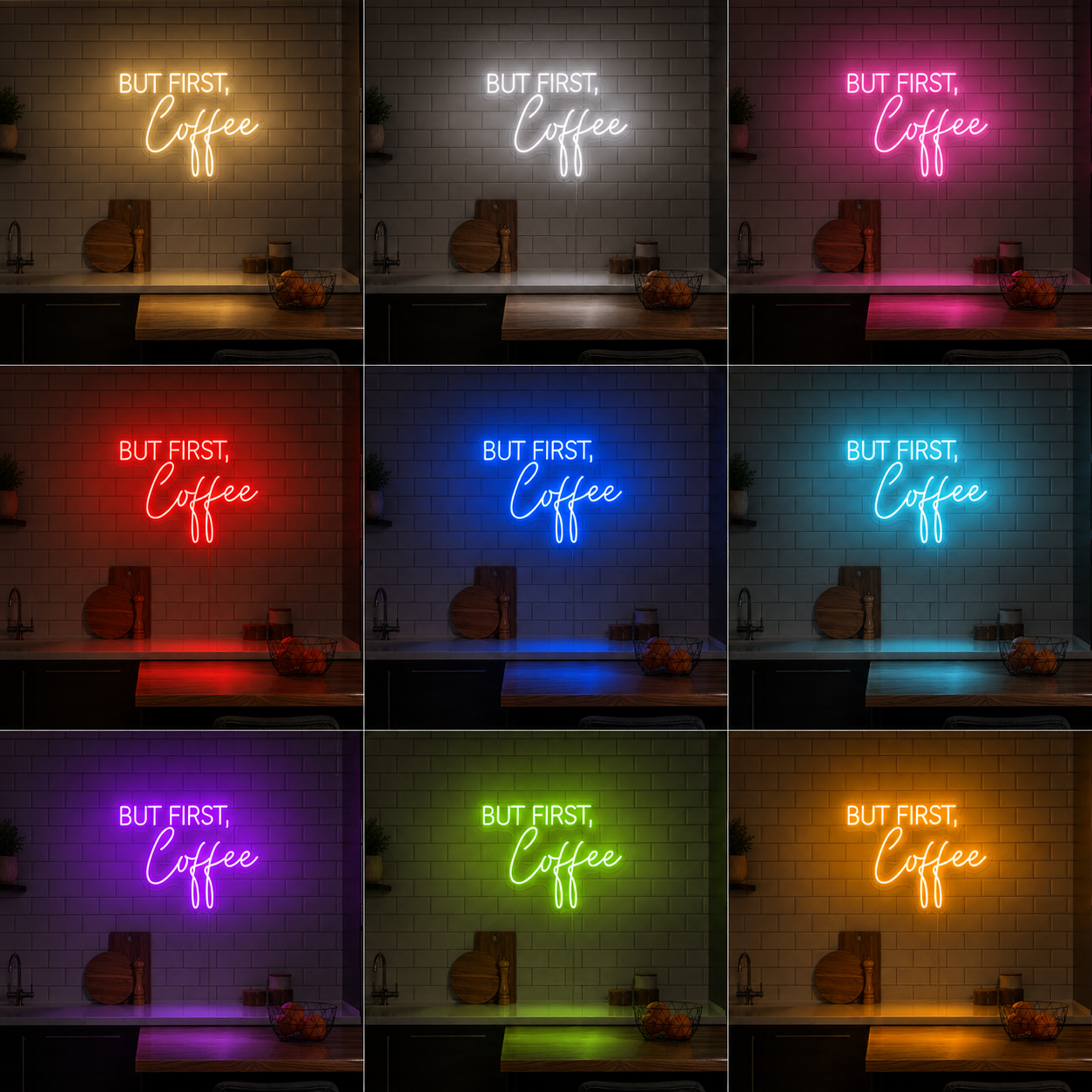 But First Coffee LED Neon Sign Wall Decor - 05 Color Grid