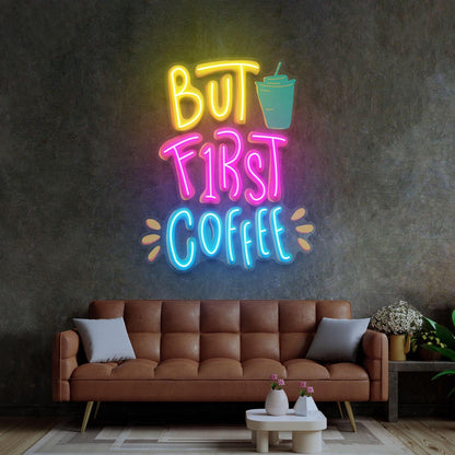 But First Coffee Mexican Skull Cactus Roses Uv Printed Led Neon Sign For Bar Decor | Shineneon