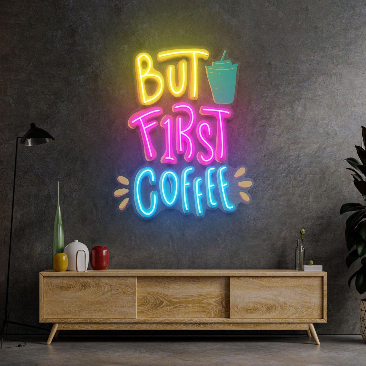 But First Coffee Mexican Skull Cactus Roses Uv Printed Led Neon Sign For Bar Decor | Shineneon