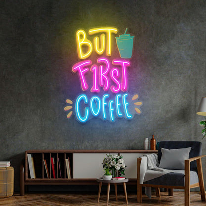 But First Coffee Mexican Skull Cactus Roses Uv Printed Led Neon Sign For Bar Decor | Shineneon