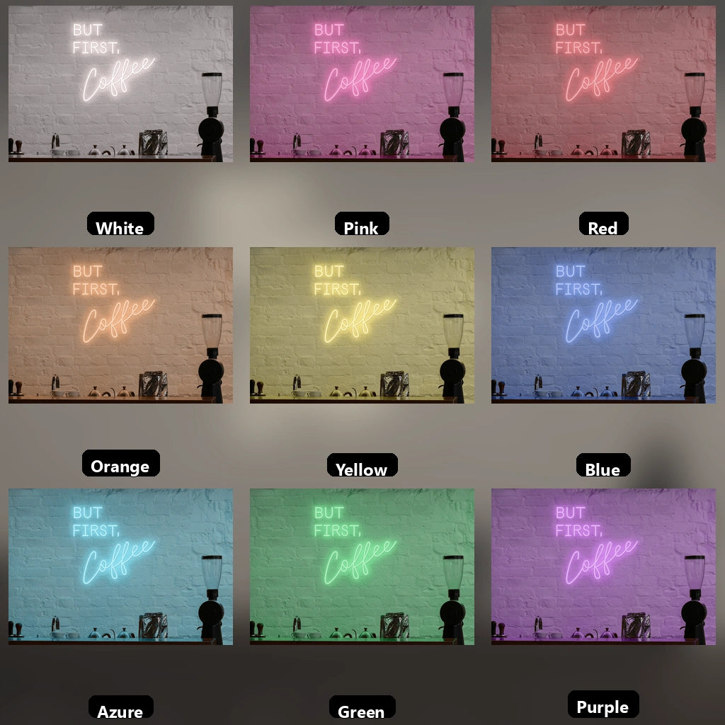 But First Coffee On A Brick Wall Decor LED Neon Sign - 05 Color Grid