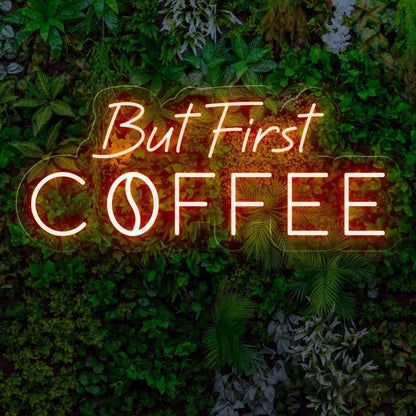 But First Coffee White Led Neon Sign With Script Bold Design For Cafe Home Decor | Shineneon