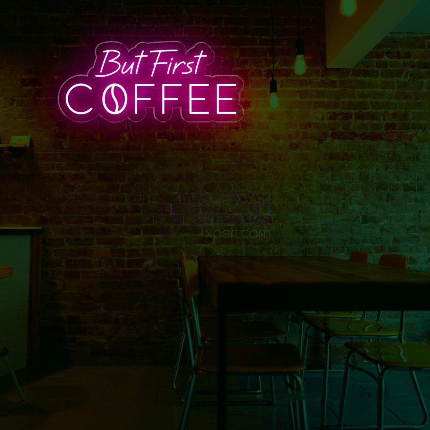 But First Coffee White Led Neon Sign With Script Bold Design For Cafe Home Decor | Shineneon