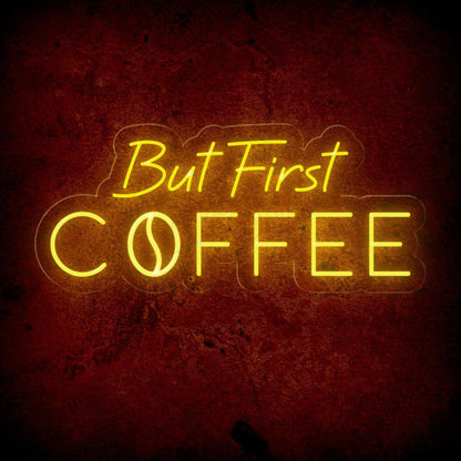 But First Coffee White Led Neon Sign With Script Bold Design For Cafe Home Decor | Shineneon