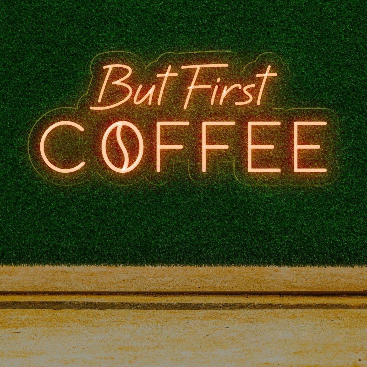 But First Coffee White Led Neon Sign With Script Bold Design For Cafe Home Decor | Shineneon