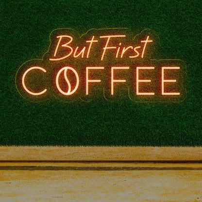 But First Coffee White Led Neon Sign With Script Bold Design For Cafe Home Decor | Shineneon