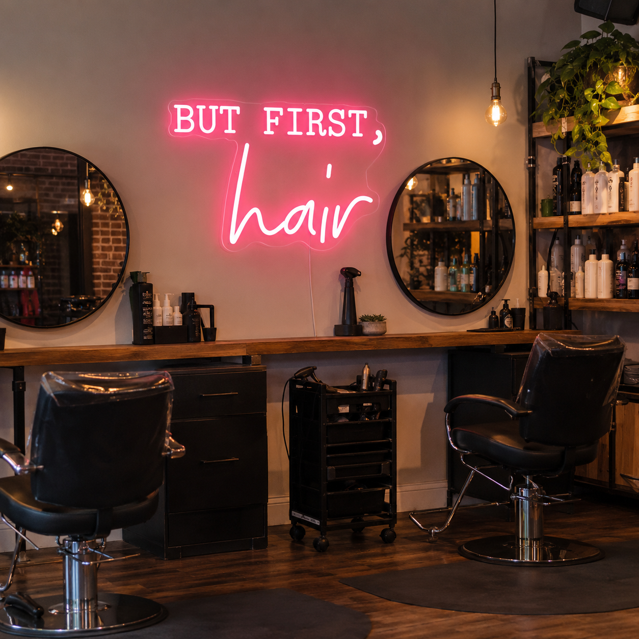 But First Hair LED Neon Sign - 03 Real Lifestyle Scene