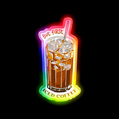 But First Iced Coffee Cafe Led Neon Sign Espresso Bar Art Rgb Color