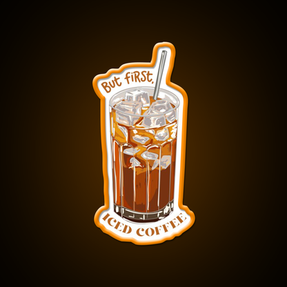 But First Iced Coffee Cafe Led Neon Sign Espresso Bar Art Rgb Color