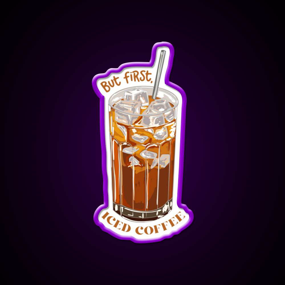 But First Iced Coffee Cafe Led Neon Sign Espresso Bar Art Rgb Color