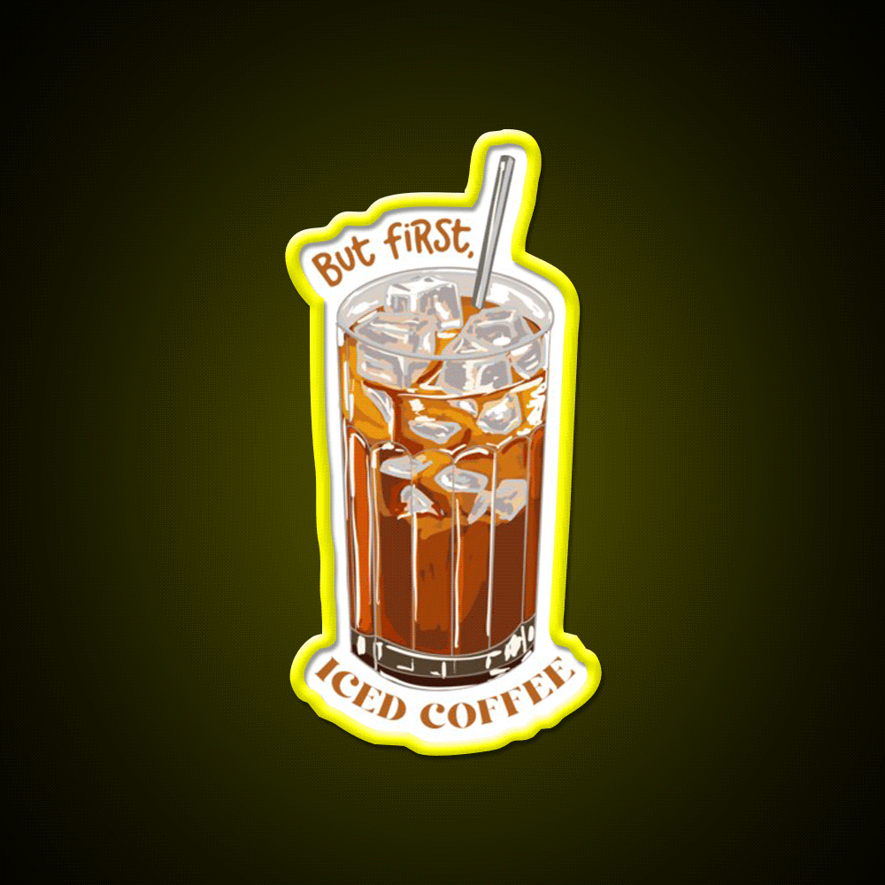 But First Iced Coffee Cafe Led Neon Sign Espresso Bar Art Rgb Color