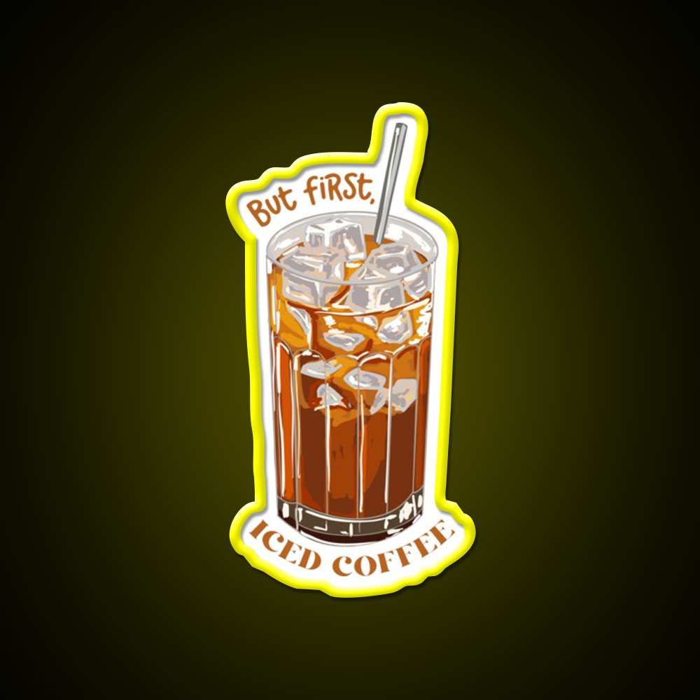 But First Iced Coffee Cafe Led Neon Sign Espresso Bar Art Rgb Color