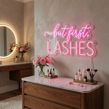 But First Lashes Wall Decor LED Neon Sign - 03 Real Lifestyle Scene