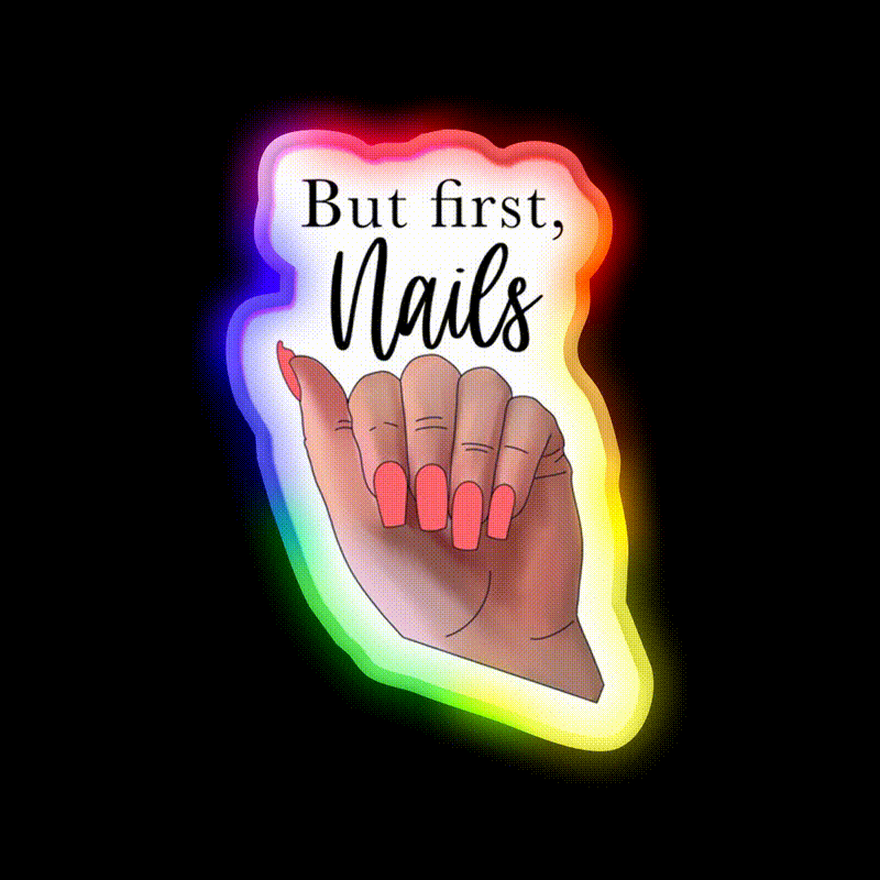 But First Nail Salon Led Neon Sign Rgb Color - LED neon sign close-up detail