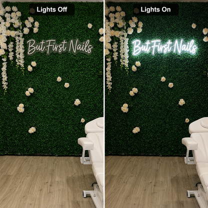 But First Nails LED Neon Sign Home Decor - 06 Day Night Comparison