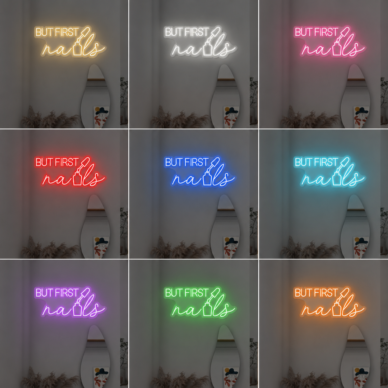 But First Nails LED Neon Sign Home Wall Art - 05 Color Grid