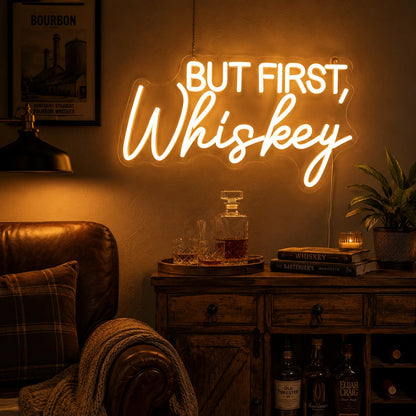 But First Whiskey LED Neon Sign size image