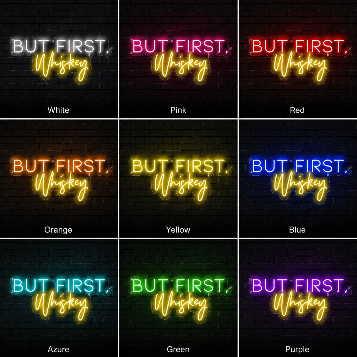 But First Whiskey Neon Sign LED Neon Sign color grid