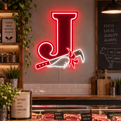 Butcher Shop J Logo Custom LED Neon Sign - Shineneon