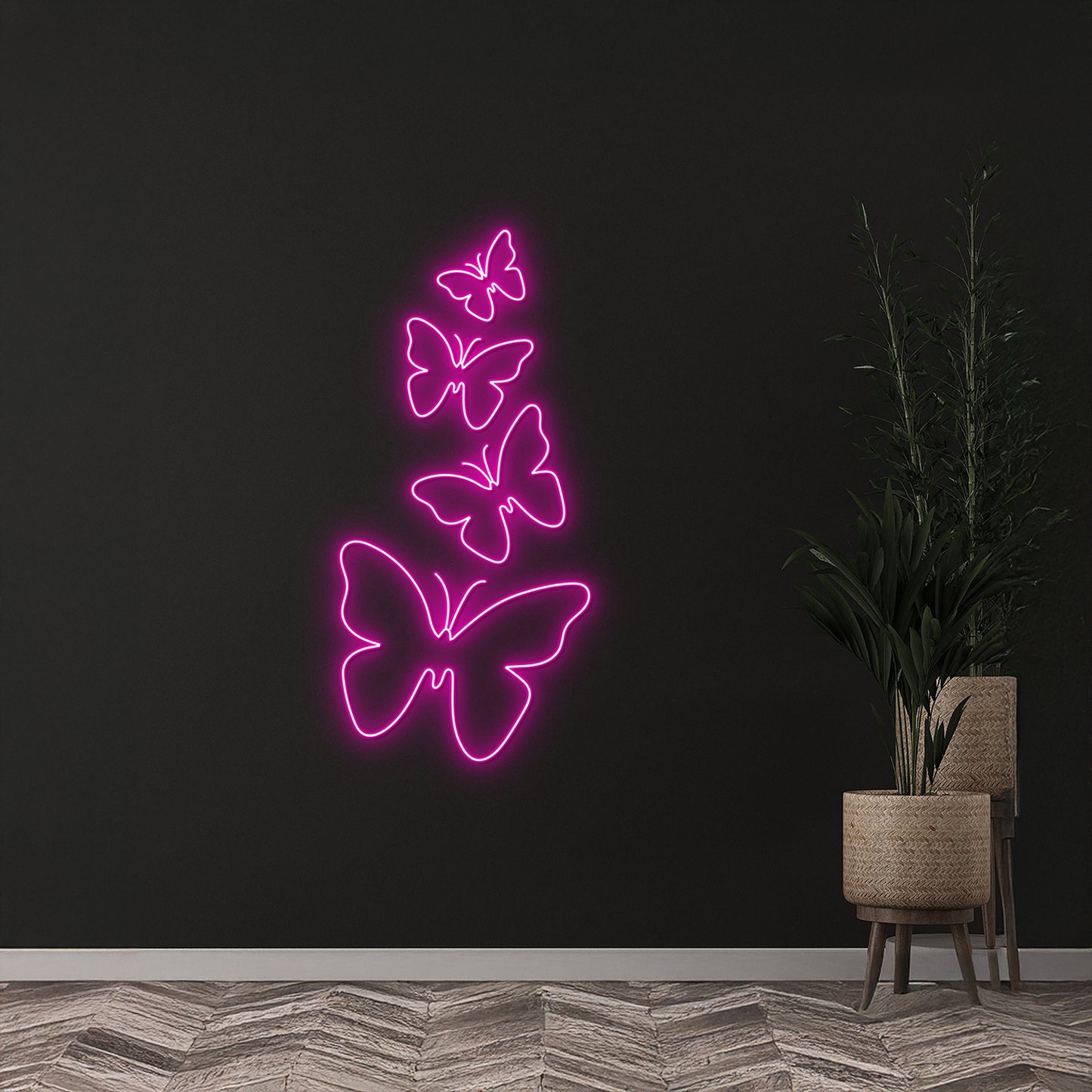 Butterflies Neon Sign Girl Line Room Wall Decor