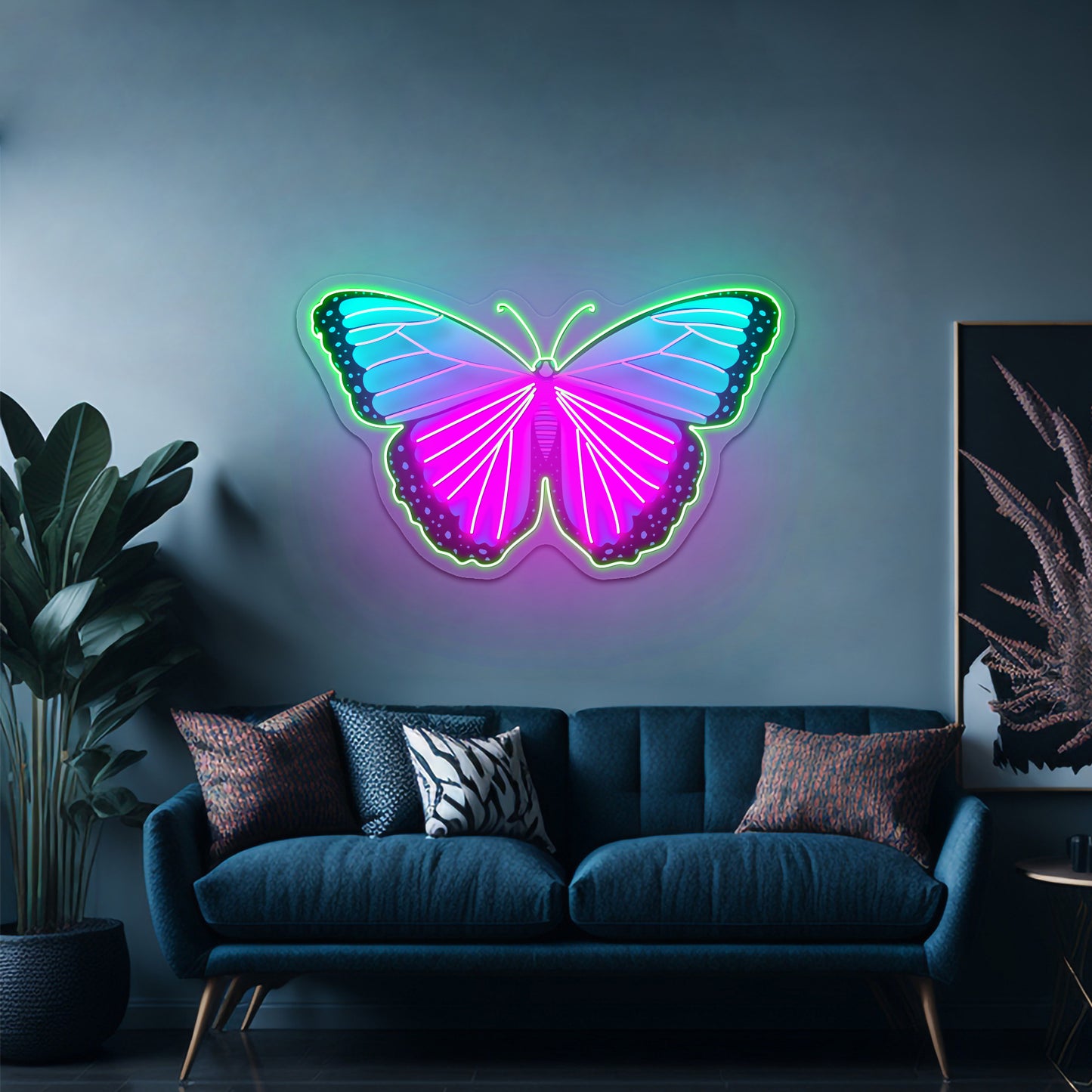 Butterfly Blue Aesthetic Neon Signs wall decor