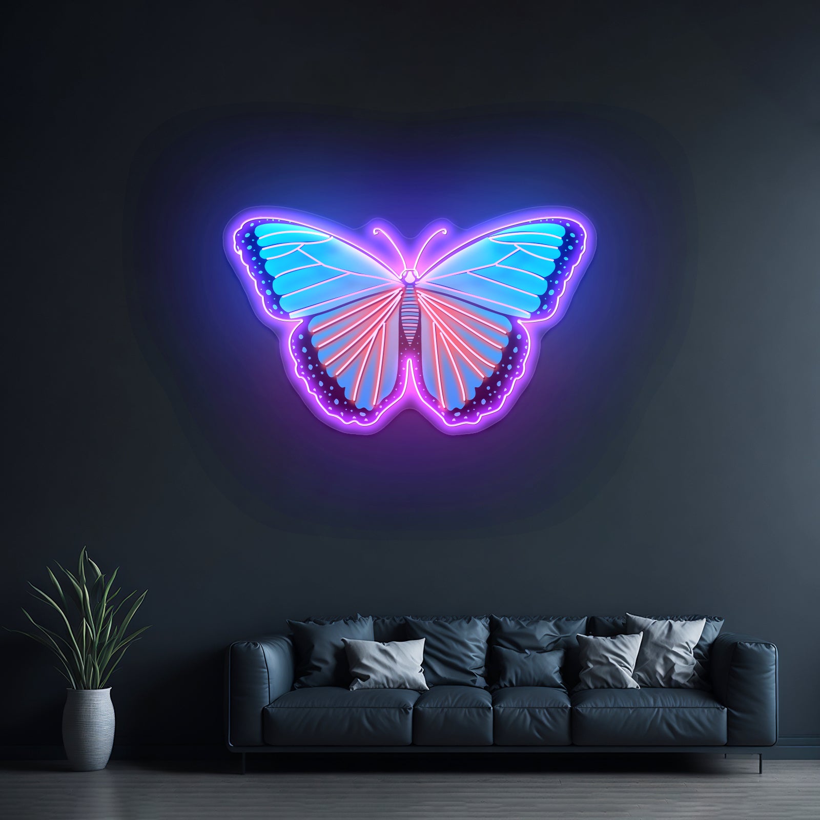 Butterfly Blue Aesthetic Neon Signs Wall Decor