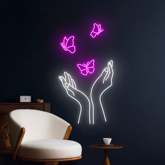 Butterfly Girl Hand Led Sign