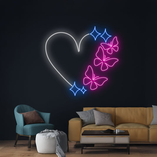 Butterfly Heart Neon Sign